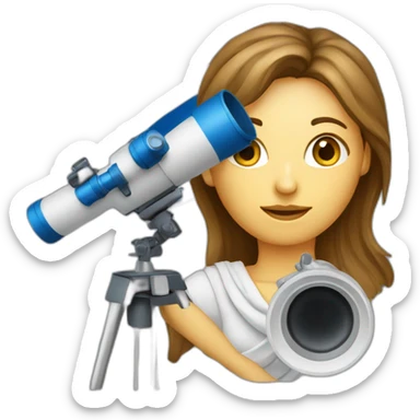 Woman with Greek flag and astronomy telescope sticker