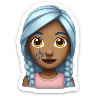 Girl with stitches sticker