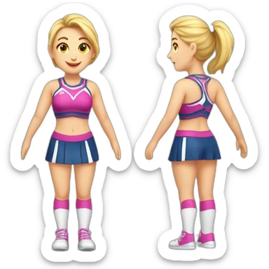 Full body Caucasian curvy cheerleader back and front views sticker