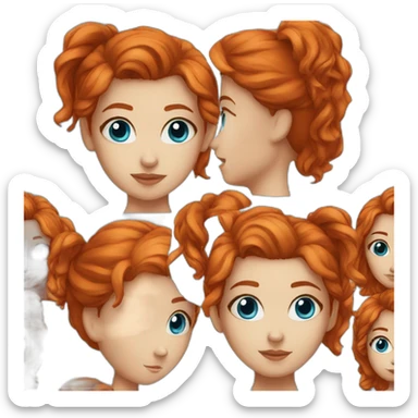 Girl Long Red head blue eyes sticker