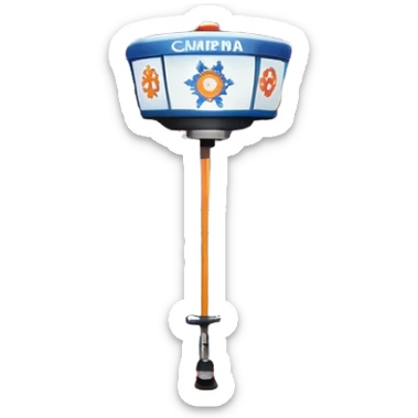 please, An icon featuring the curling rink, with its distinctive circles, and a vibrant crowd in the stands. Snowflakes fall outside the arena, and bright lights illuminate the ice. a curling stone sliding across the ice, with a broom nearby. Transparent background. sticker