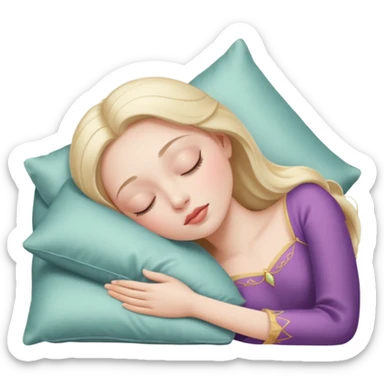 sleeping beauty white girl with a silk pillow sticker