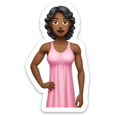 Muscular Girl in Pink Nightgown sticker