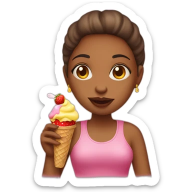 girl smoking a cigar and eating strawberry-lemon ice cream sticker