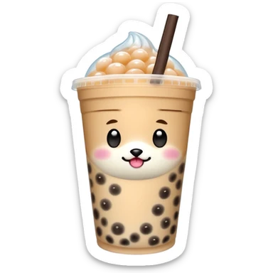 Michi pinguino bebiendo bubble tea sticker