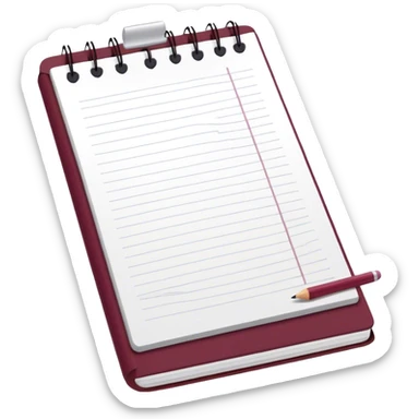 notepad with pencil burgundy sticker