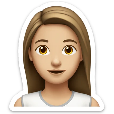 caucasian girl with medium straight brown hair, light brown eyes sticker