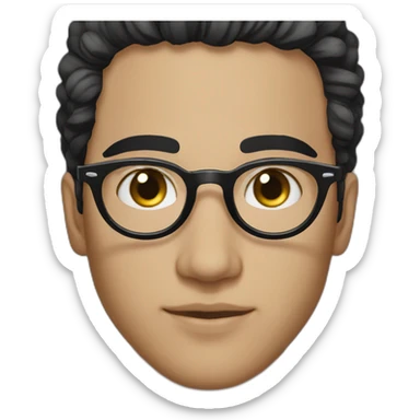 beautiful Moroccan young man with black, wet hair and white skin, wearing round glasses sticker