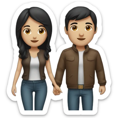 couple of woman with black hair and man with brown hair in love sticker