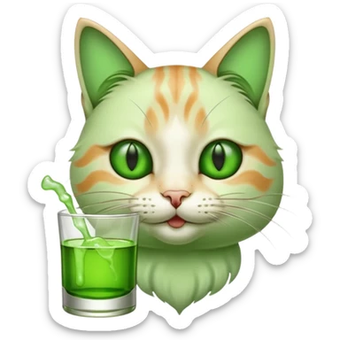cat sipping green absinth sticker