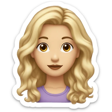 girl, caucasian, brown eyes, full lips, round face, small nose, wavy hair, balayage brown to blonde sticker