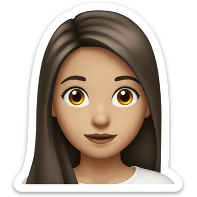 A girl with long brown hair, black eyes and long eyelashes sticker