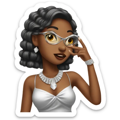 Bling girl sending kiss sticker