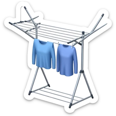 Clothes Drying Rack with a single central steel post, and fanning-out clotheslines at the top sticker