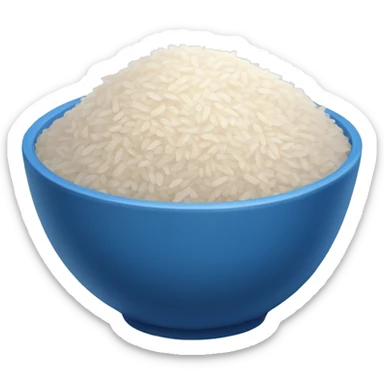 Old unfresh rice in a blue bowl  sticker