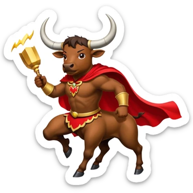 Matador with a red cape facing a charging bull sticker