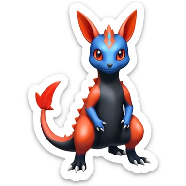 Cute Shiny Guilmon-Quilava-Salandit-Umbreon-Fakémon-hybrid-creature (full body)  sticker