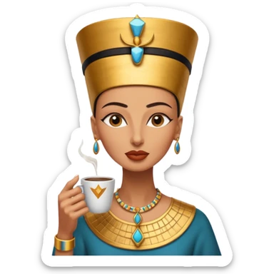 Nefertiti egypt woman drink coffee sticker