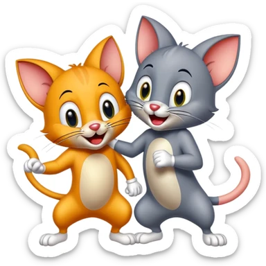 Tom and Jerry cartoon characters sticker