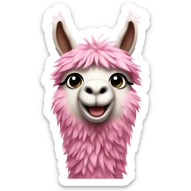 Cute pink lama sticker