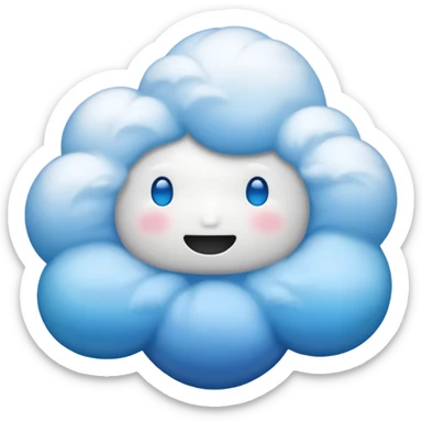 create a realistic emoji showing a cloud with blue gradient no face sticker