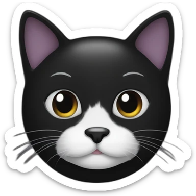 Black cat with a white mustache sticker