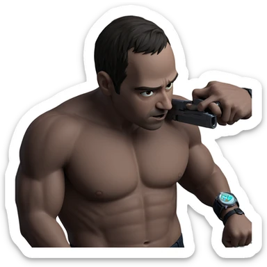 boy with weapon and watch sticker