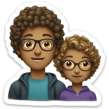 a teenager with glasses and a teenager with glasses and curly hair sticker
