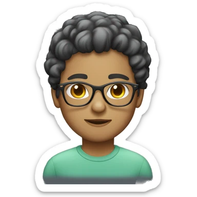 lighr skinned burnette with glasses on  sticker