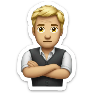 French angry man, stand up with his arms crossed sticker