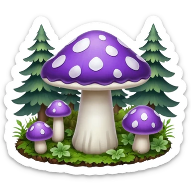 cogumelo fantasma fantasma roxo e branco sticker