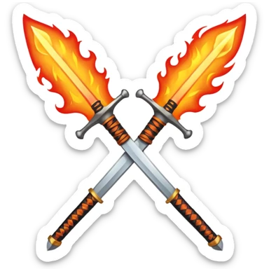 sword on fire crossed sticker