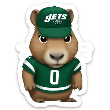 Capybara wearing a NY Jets shirt sticker
