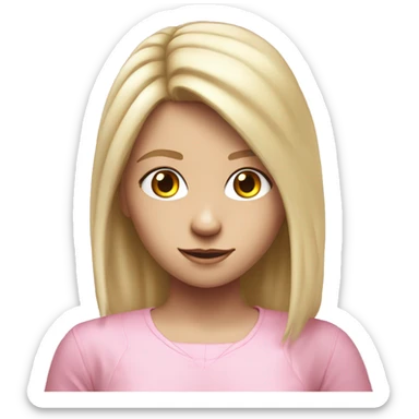 Blond white realistic girl, playin on PlayStation with a light pink setup  sticker