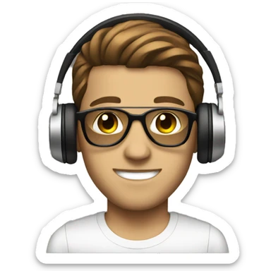 White dj with brown hair headphones sticker