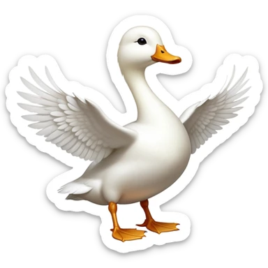 cinematic-[white duck]-realistic-full-body-perched-emoji,-wings-tucked-neatly,-head-tilted-dramatically,-sleek-[white]-feathers,-simplified-yet-realistic-focused-features,-highly-detailed,-glowing-with-an-almost-sarcastic-glow sticker