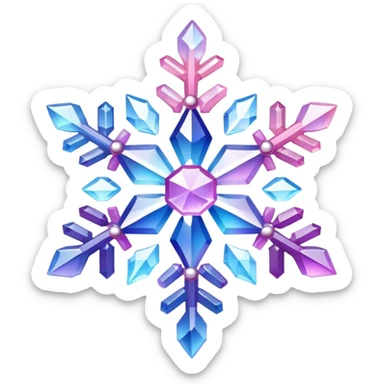 Gradient iridescent Pastel Pink violet blue white crystal gemstone snowflake  sticker