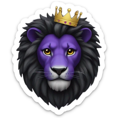 black purple Lion with crown sticker