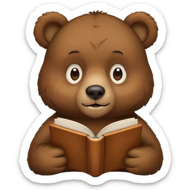 bear reading book sticker