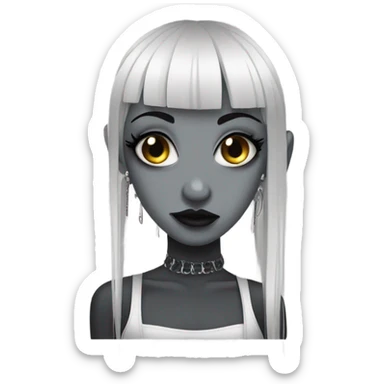 goth girl with fringe and piercings  sticker