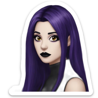 Elissabat-with-bangs-long-hair-dark-purple-and-black-vampire-goth-makeup sticker