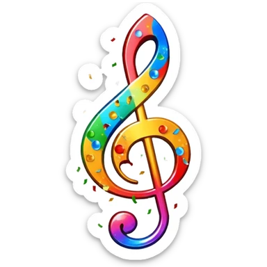 Confetti music clef sticker