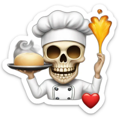 skull chef blowing a kiss heart sticker