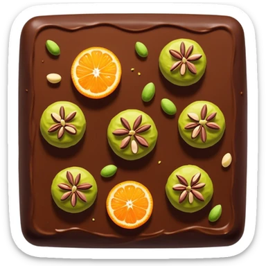 Chocolate square fudgy Bites with orange and pistachios  sticker