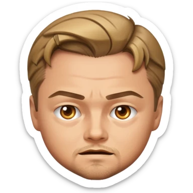 Leonardo DiCaprio emoji, expressive face, short hair sticker