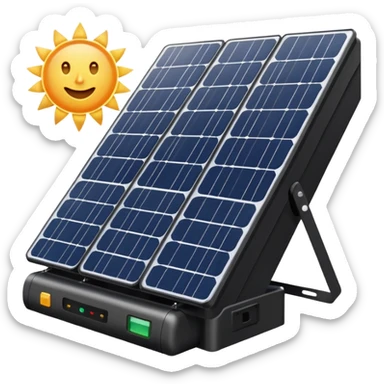 Solar panel array with an inverter and battery Bank sticker