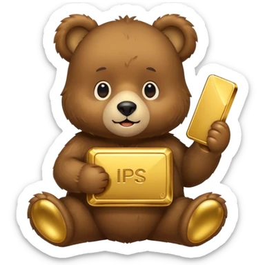 Cute bear with a gold bar sticker