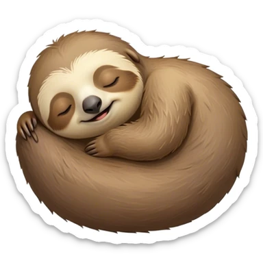 Meme-Worthy cute Sleeping Sloth Portrait Emoji, Head resting peacefully with a contented smile, showcasing a luxuriously soft, fuzzy form and eyes gently closed in serene slumber, Simplified yet comically adorable features, highly detailed, glowing with a soft, drowsy glow, high shine, relaxed and utterly lovable, stylized with an air of playful laziness, bright and heartwarming, soft glowing outline, capturing the essence of a sleeping sloth that feels destined to become the next viral icon of adorable rest! sticker
