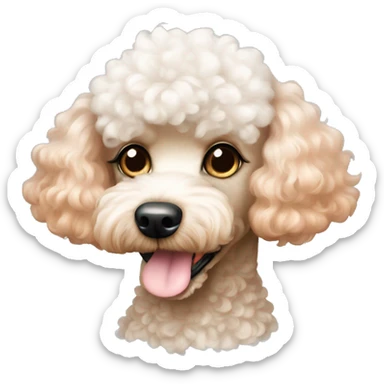 white/peach haired mini poodle sticker