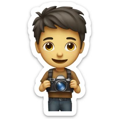 create a smiling boy emoji with camera photography sticker
